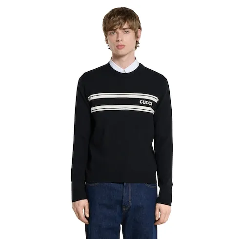 Silk Cotton Sweater With Intarsia