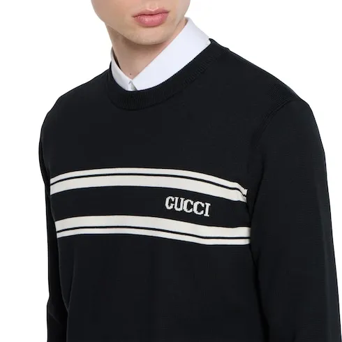 Silk Cotton Sweater With Intarsia
