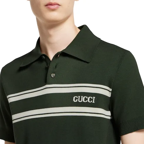 Silk Cotton Polo Shirt With Intarsia
