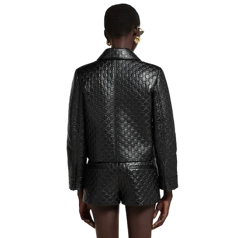 Embossed Gg Leather Jacket