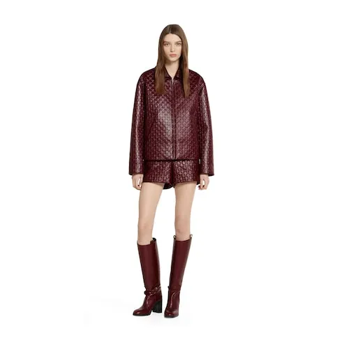 Oversize Embossed Gg Leather Jacket