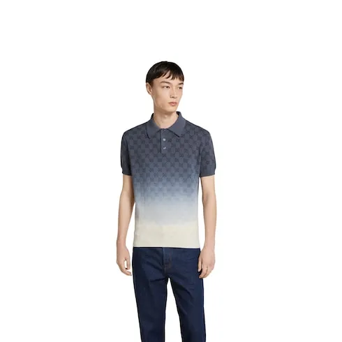 Gg Cotton Knit Jacquard Polo Shirt