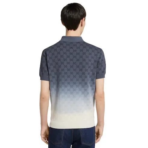 Gg Cotton Knit Jacquard Polo Shirt
