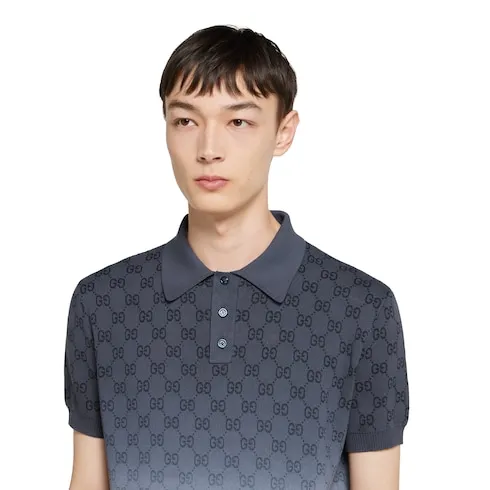 Gg Cotton Knit Jacquard Polo Shirt