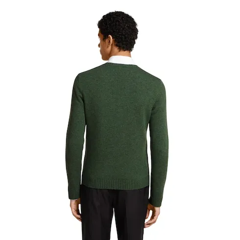 Felted Wool Knit Sweater With Intarsia