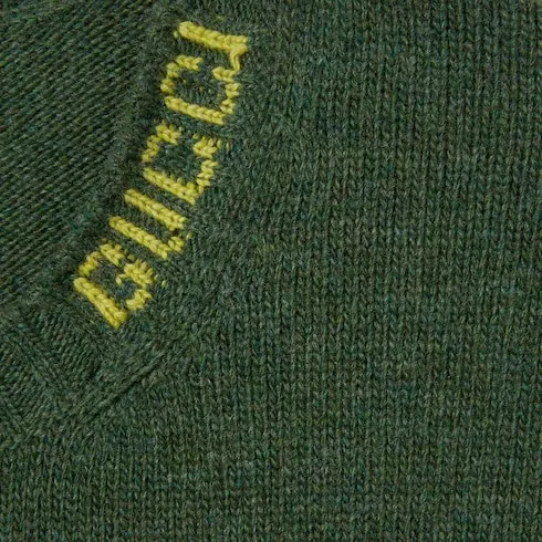 Felted Wool Knit Sweater With Intarsia