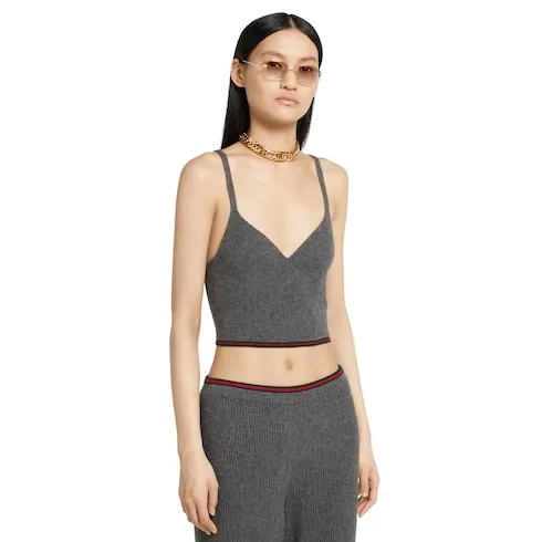 Rib Felted Wool Top With Web