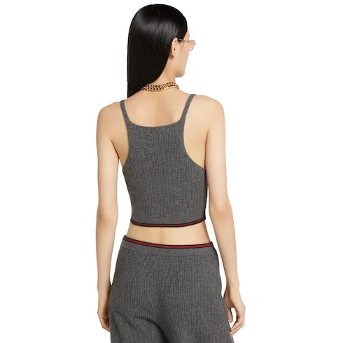 Rib Felted Wool Top With Web