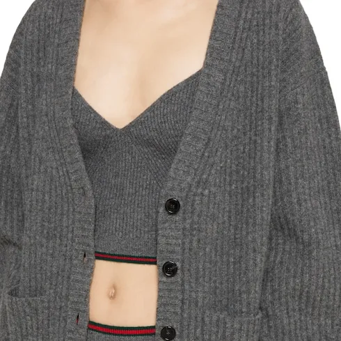 Rib Felted Wool Top With Web