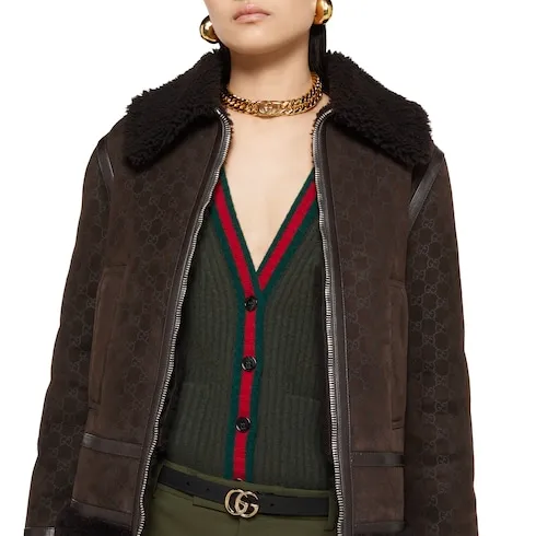 Rib Felted Wool Cardigan Vest With Web