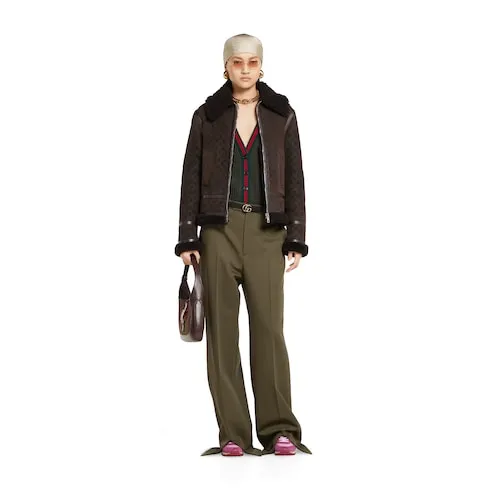 Rib Felted Wool Cardigan Vest With Web