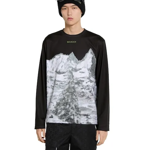 Printed Technical Cotton Jersey T-Shirt