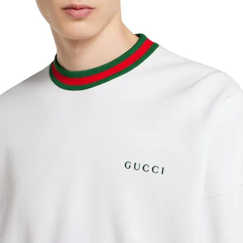 Cotton Piquet Sweatshirt With Web