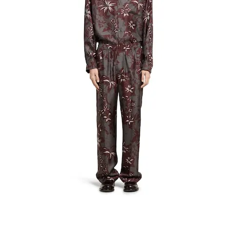 Printed Silk Twill Pant