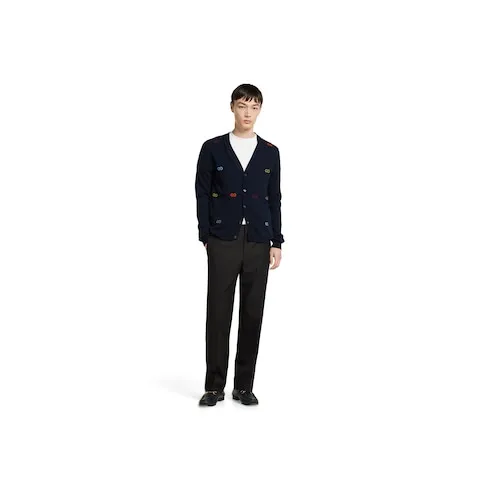 Fine Cashmere Cardigan With Intarsia