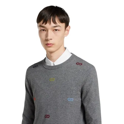 Fine Cashmere Sweater With Intarsia
