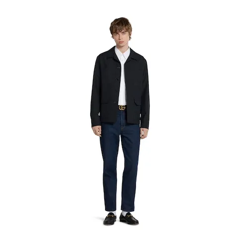 Wool Blend Twill Jacket With Embroidery