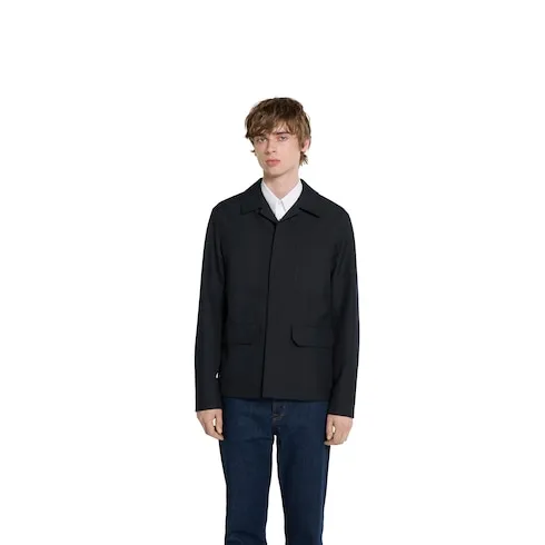 Wool Blend Twill Jacket With Embroidery