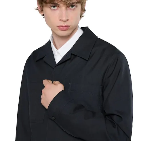 Wool Blend Twill Jacket With Embroidery