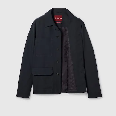 Wool Blend Twill Jacket With Embroidery