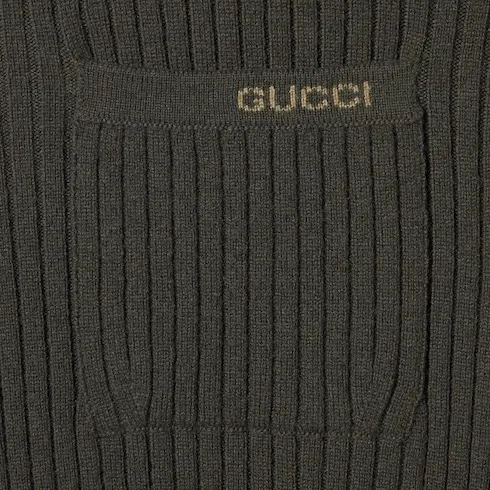 Wool Cashmere Rib Knit Polo Shirt