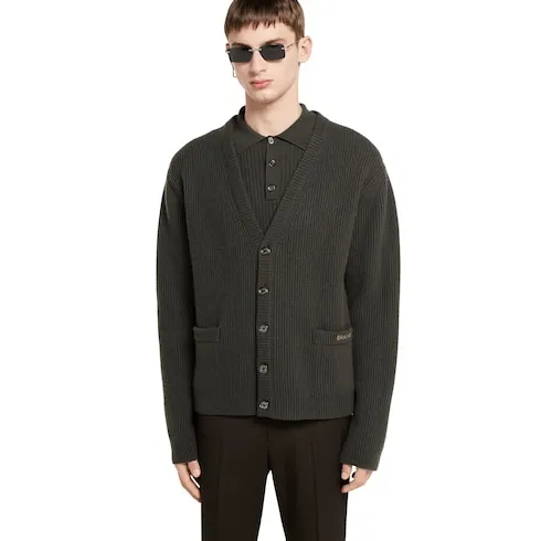 Wool Cashmere Rib Knit Cardigan