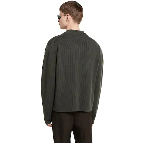 Wool Cashmere Rib Knit Cardigan