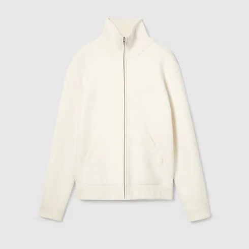 Wool Cashmere Piquet Knit Zip Jacket