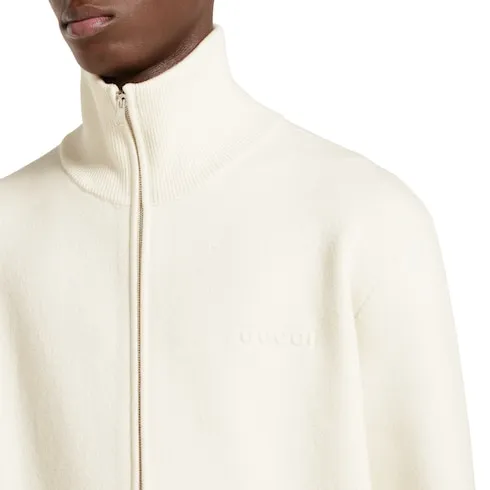 Wool Cashmere Piquet Knit Zip Jacket