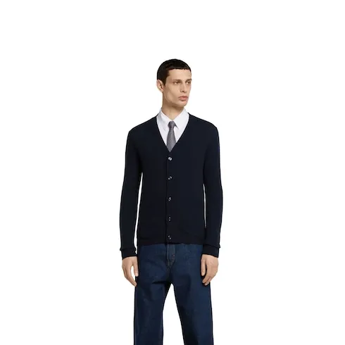 Fine Cashmere Cardigan With Intarsia