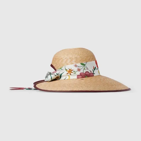 Straw Wide Brim Hat With Silk Bow
