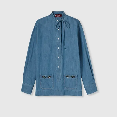 Denim Shirt With Horsebit