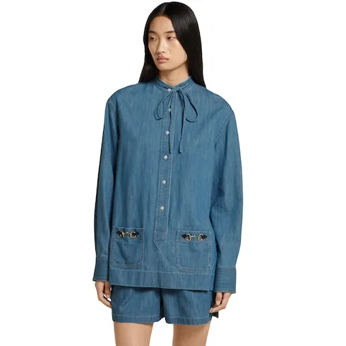 Denim Shirt With Horsebit