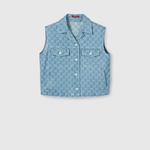 Gg Denim Jacquard Gilet