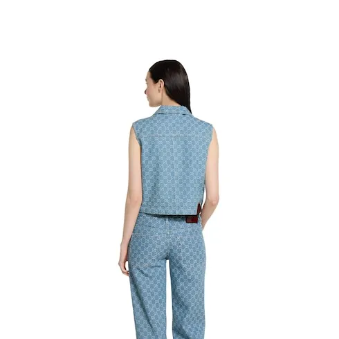 Gg Denim Jacquard Gilet