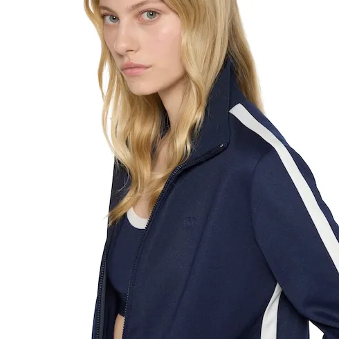 Technical Jersey Zip Jacket With Embroidery