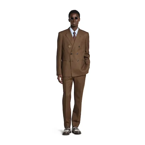 Double-Breast Houndstooth Wool Jacket
