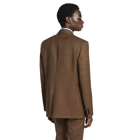 Double-Breast Houndstooth Wool Jacket