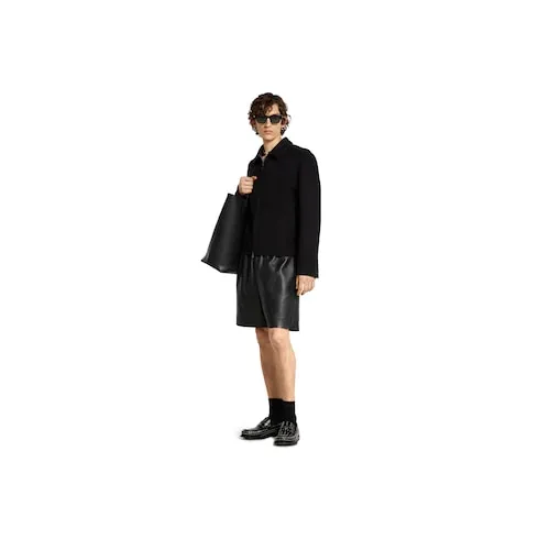 Bonded Leather Shorts With Jersey Shorts