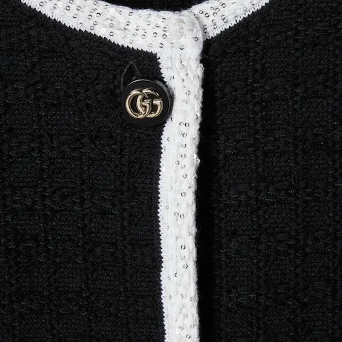 Tweed Wool Cardigan With Embroidery