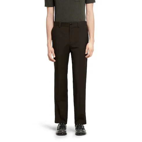 Wool Gabardine Pant With Logo