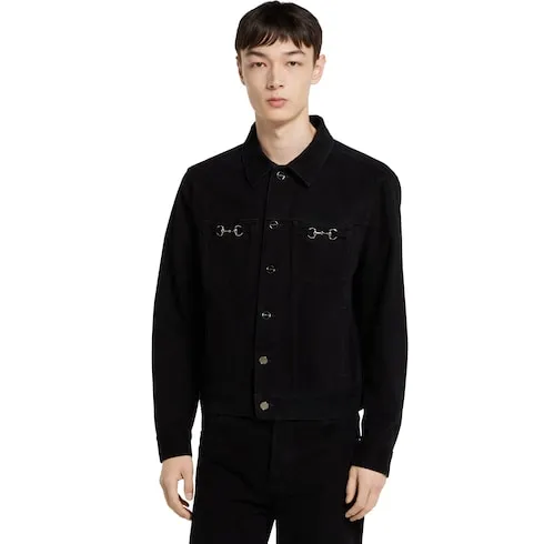 Cotton Denim Jacket With Horsebit