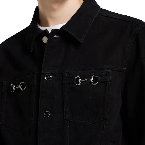 Cotton Denim Jacket With Horsebit
