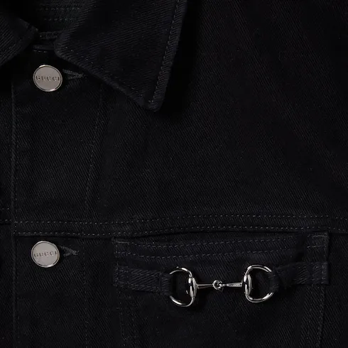 Cotton Denim Jacket With Horsebit