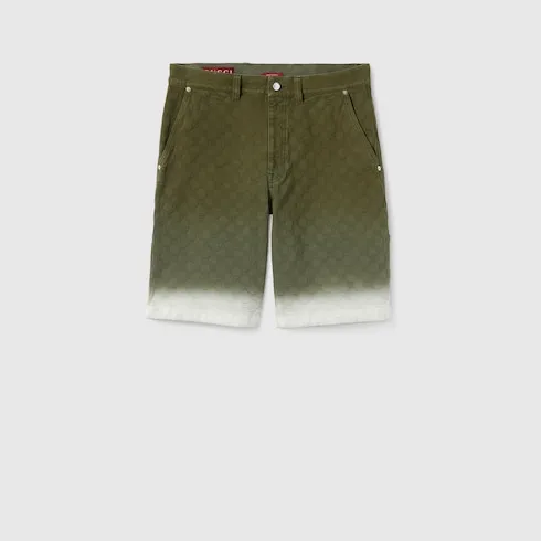 Bleached Gg Cotton Denim Jacquard Shorts