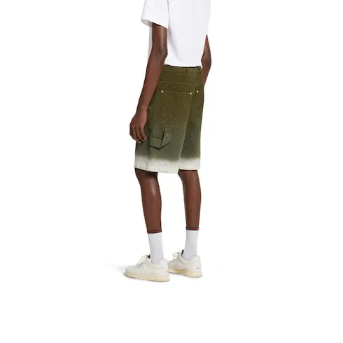 Bleached Gg Cotton Denim Jacquard Shorts