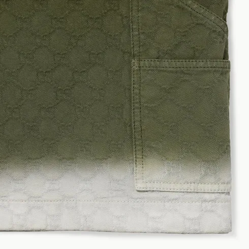 Bleached Gg Cotton Denim Jacquard Shorts