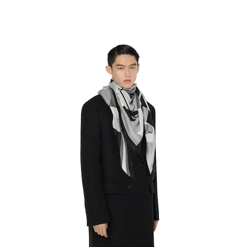 Wool Shawl With Equestrian Motif