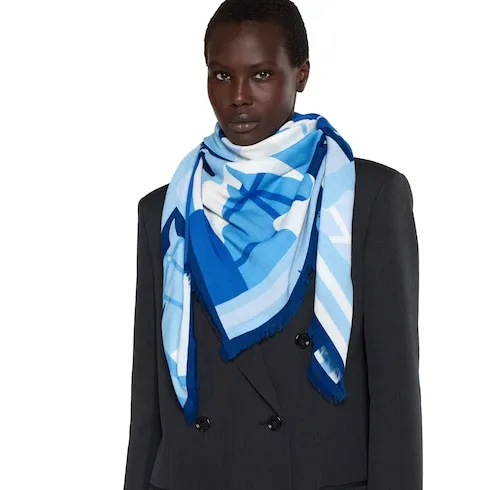 Wool Shawl With Equestrian Motif