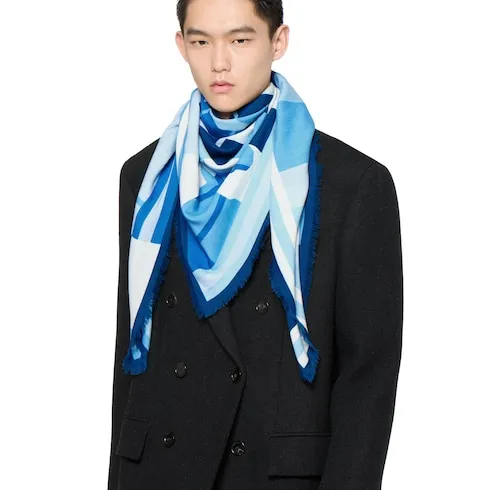 Wool Shawl With Equestrian Motif
